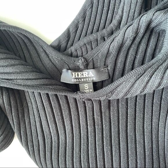 NWOT HMS Hera Collection Black Ribbed V Neck Bodysuit S - Picture 5 of 7